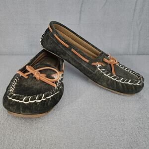 Lam Womans Shoes Size 9.5 Black Suede Loafers Slip Ons Comfort Flats Driving